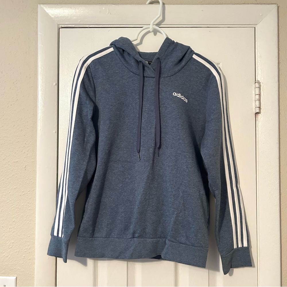 Adidas Womens Like New dusty blue heather fleece hoodie, size S